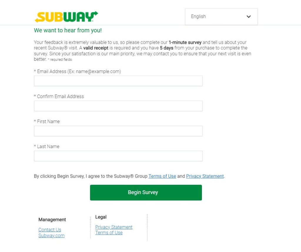How To Complete Global Subway Survey 